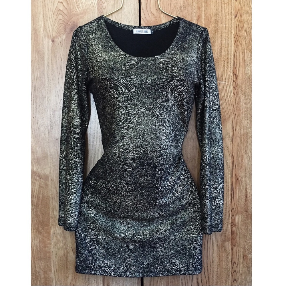 Black and gold mini dress